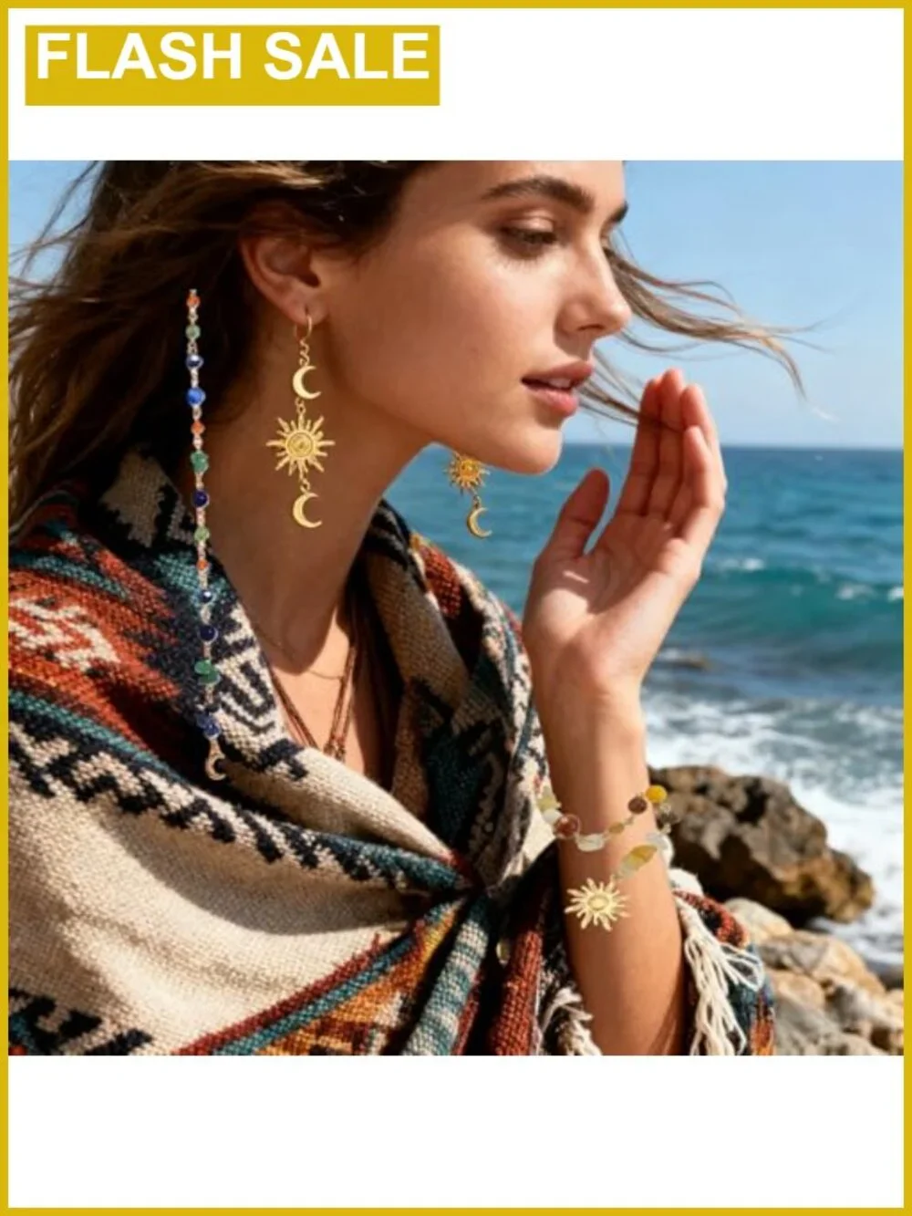 Boho Hair Chains Set with Beads, Charms & Tassels – Clip-in Hair Jewelry for